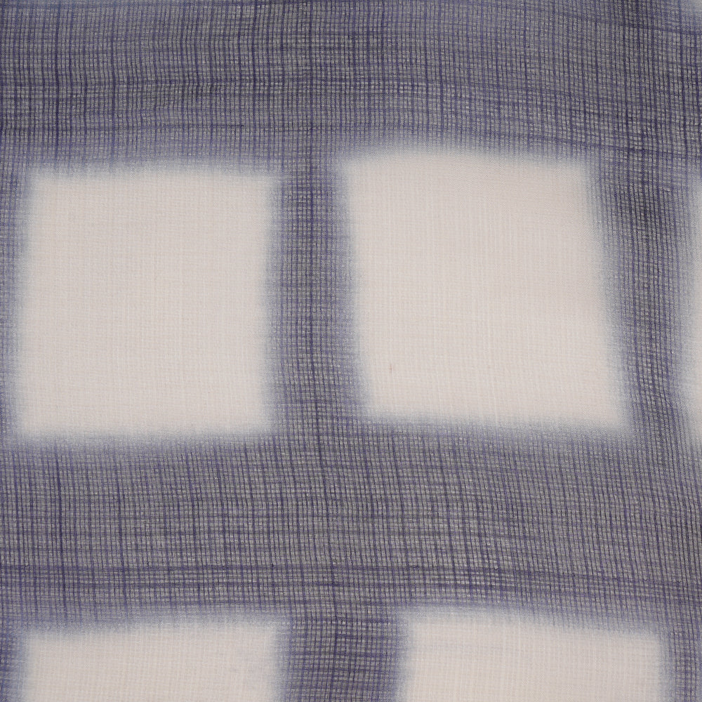 (Pre Cut 5 Mtr piece) Blue-White Color Handcrafted Shibori Printed Pure Kota Silk Fabric