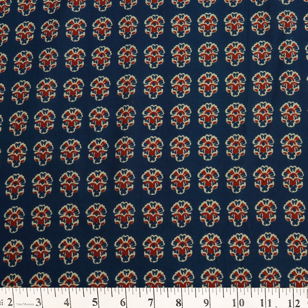 Dark Blue Color Hand Block Printed Cotton Fabric