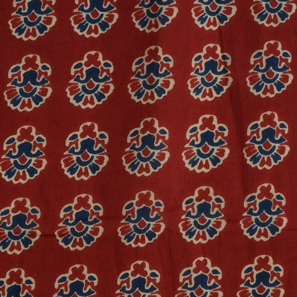 Rust Color Hand Block Printed Cotton Fabric