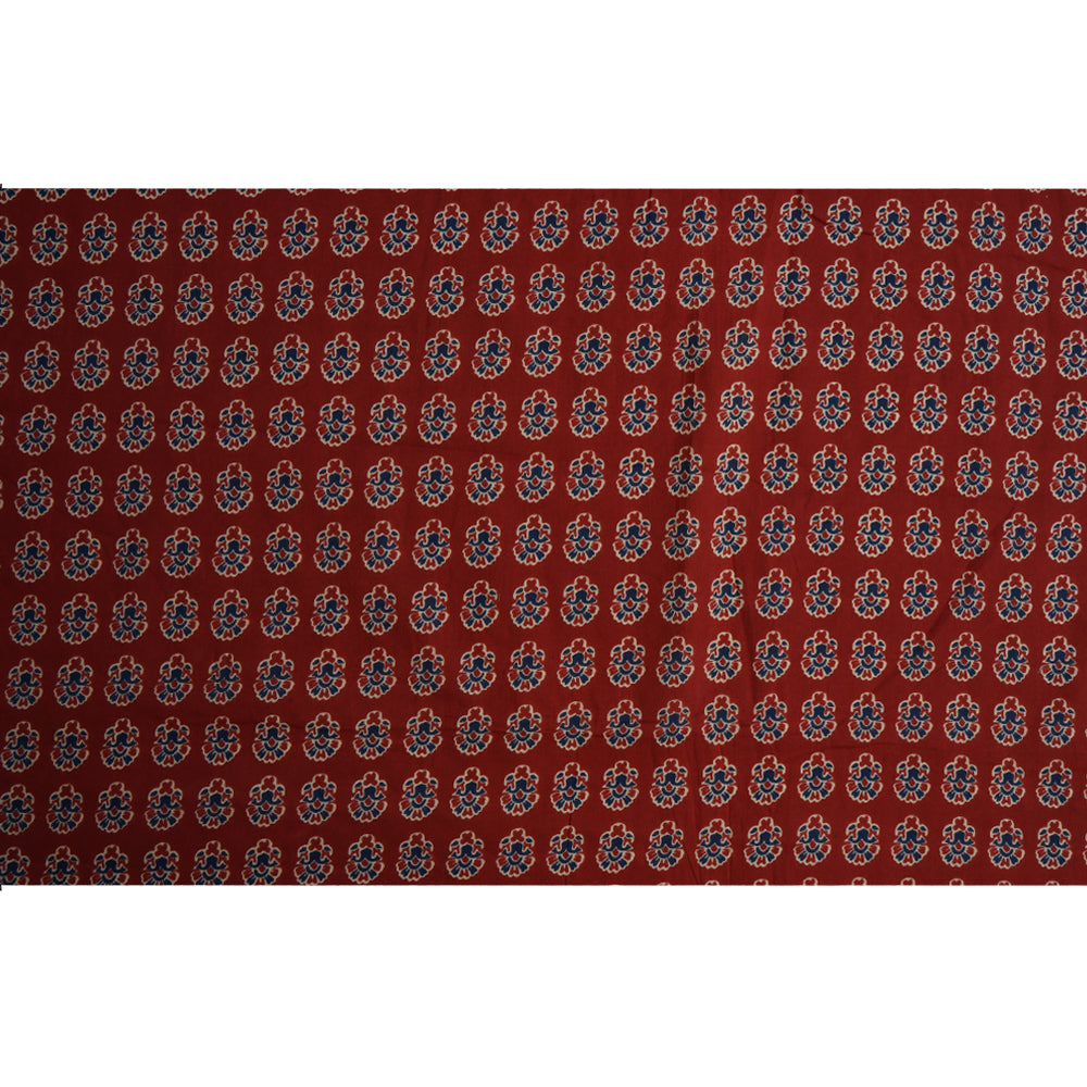 Rust Color Hand Block Printed Cotton Fabric