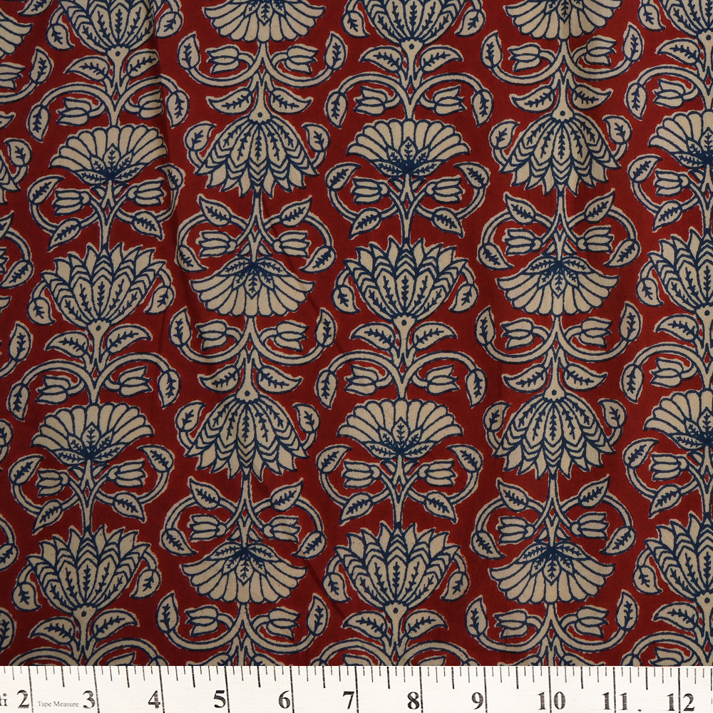 Maroon Color Hand Block Printed Cotton Fabric