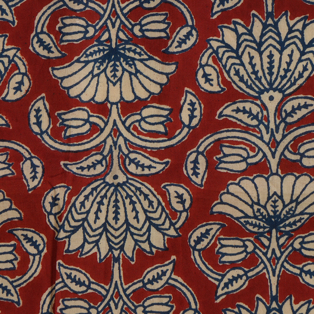 Maroon Color Hand Block Printed Cotton Fabric