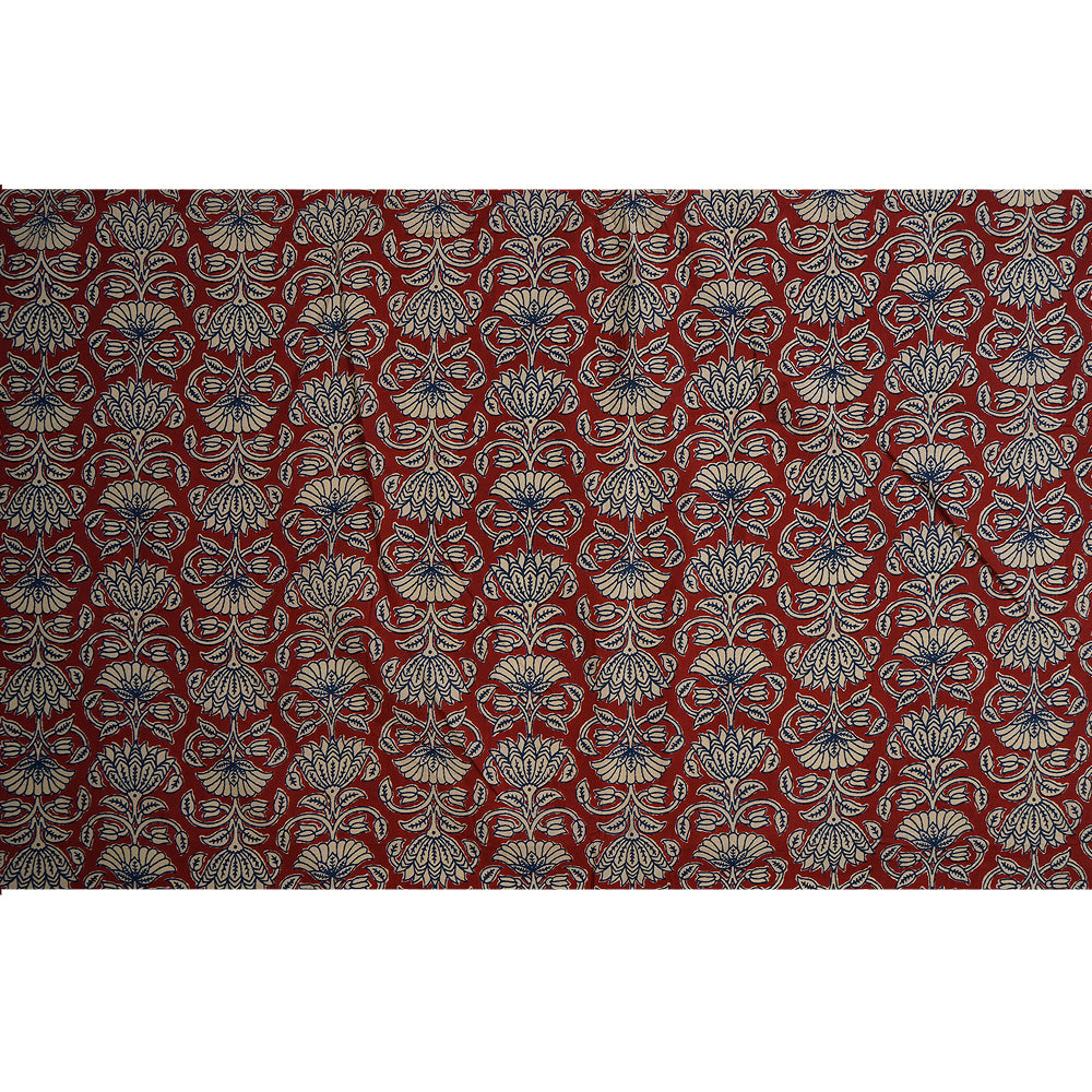 Maroon Color Hand Block Printed Cotton Fabric