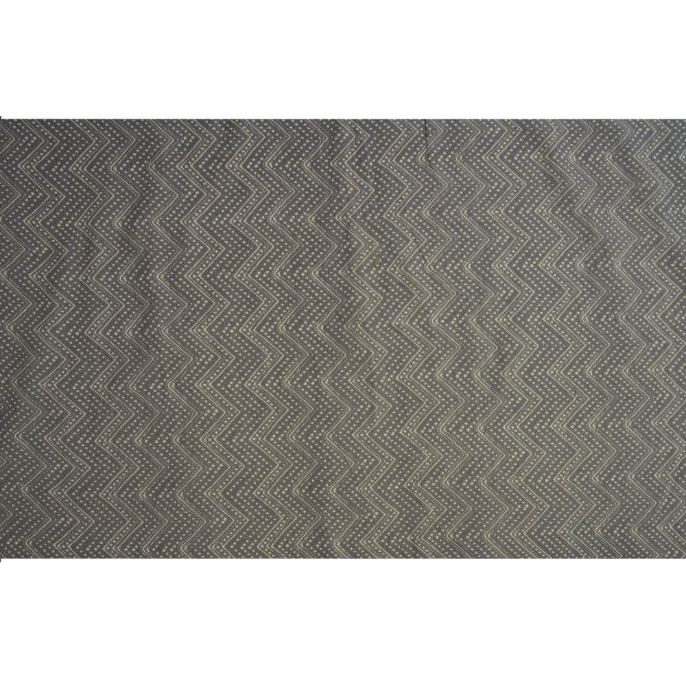 Grey Color Hand Block Printed Cotton Fabric