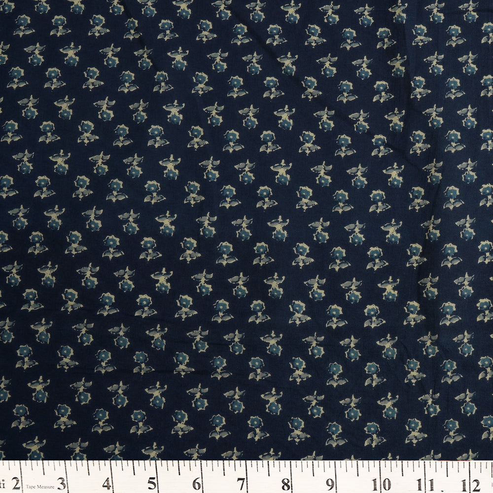 Navy Blue Color Hand Block Printed Cotton Fabric