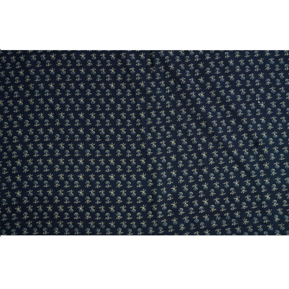 Navy Blue Color Hand Block Printed Cotton Fabric