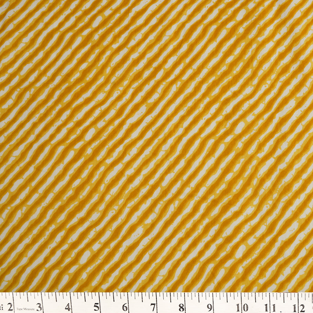 Yellow Color Hand Block Printed Cotton Fabric