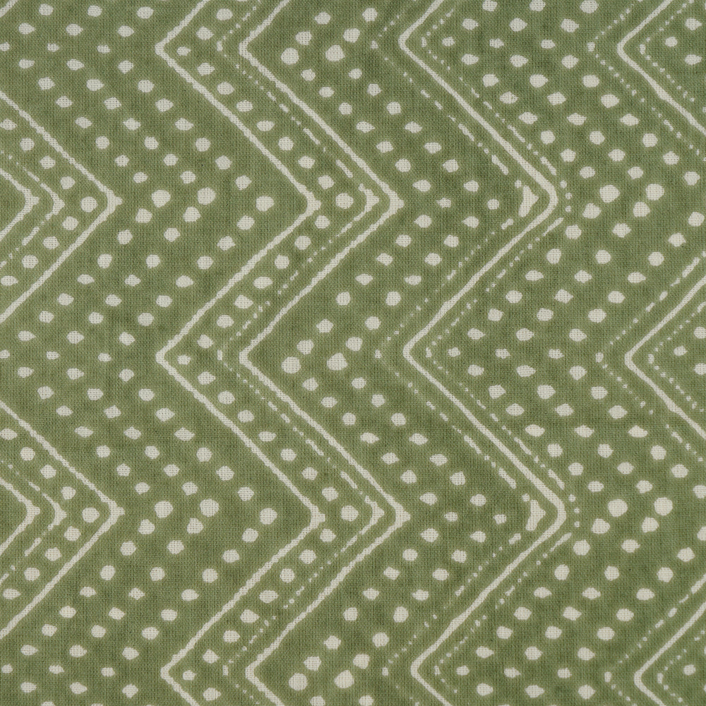 Green Color Hand Block Printed Cotton Fabric
