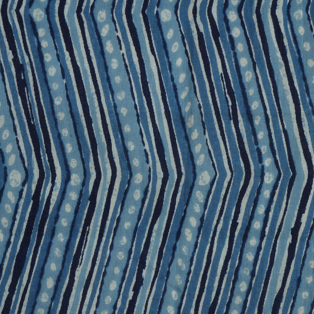 Blue Color Hand Block Printed Cotton Fabric