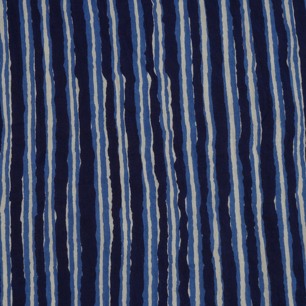 Dark Blue Color Hand Block Printed Cotton Fabric