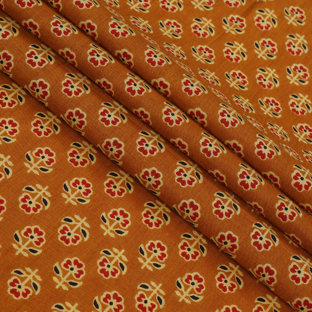 Mustard Color Hand Block Printed Cotton Fabric