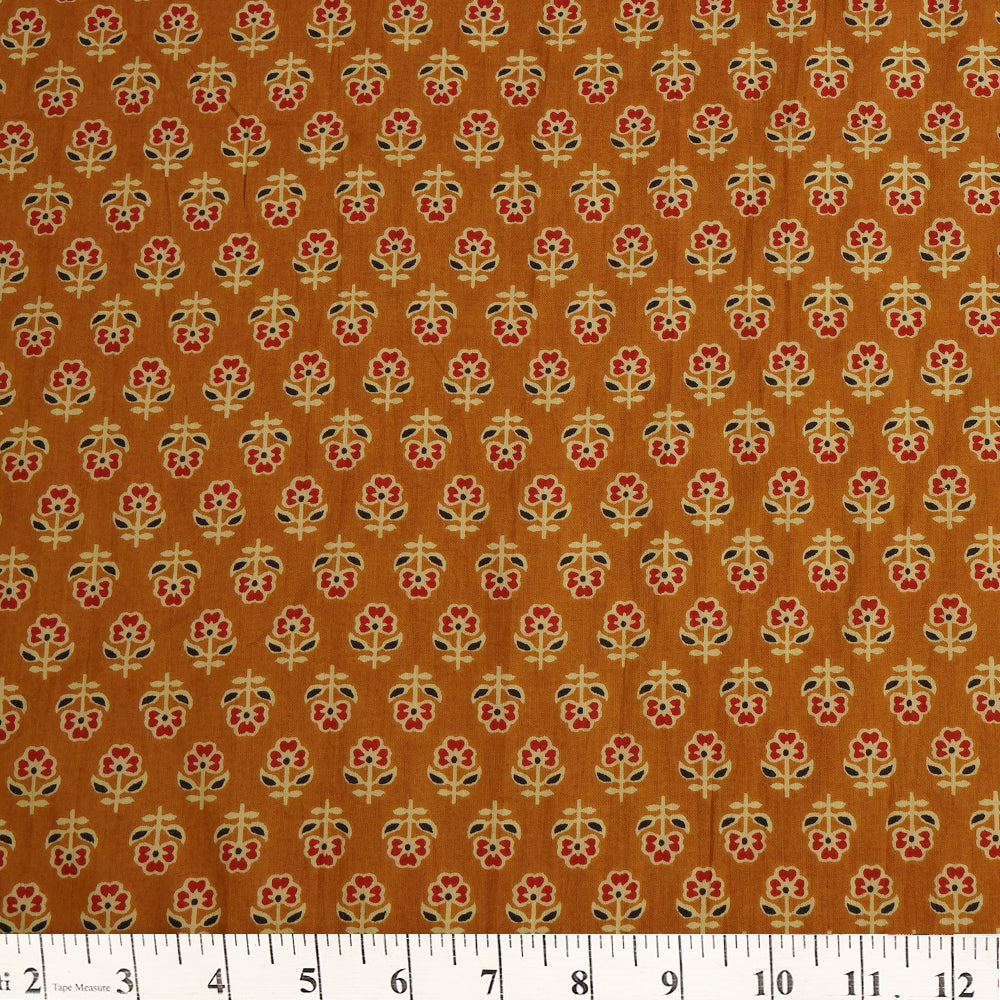 Mustard Color Hand Block Printed Cotton Fabric