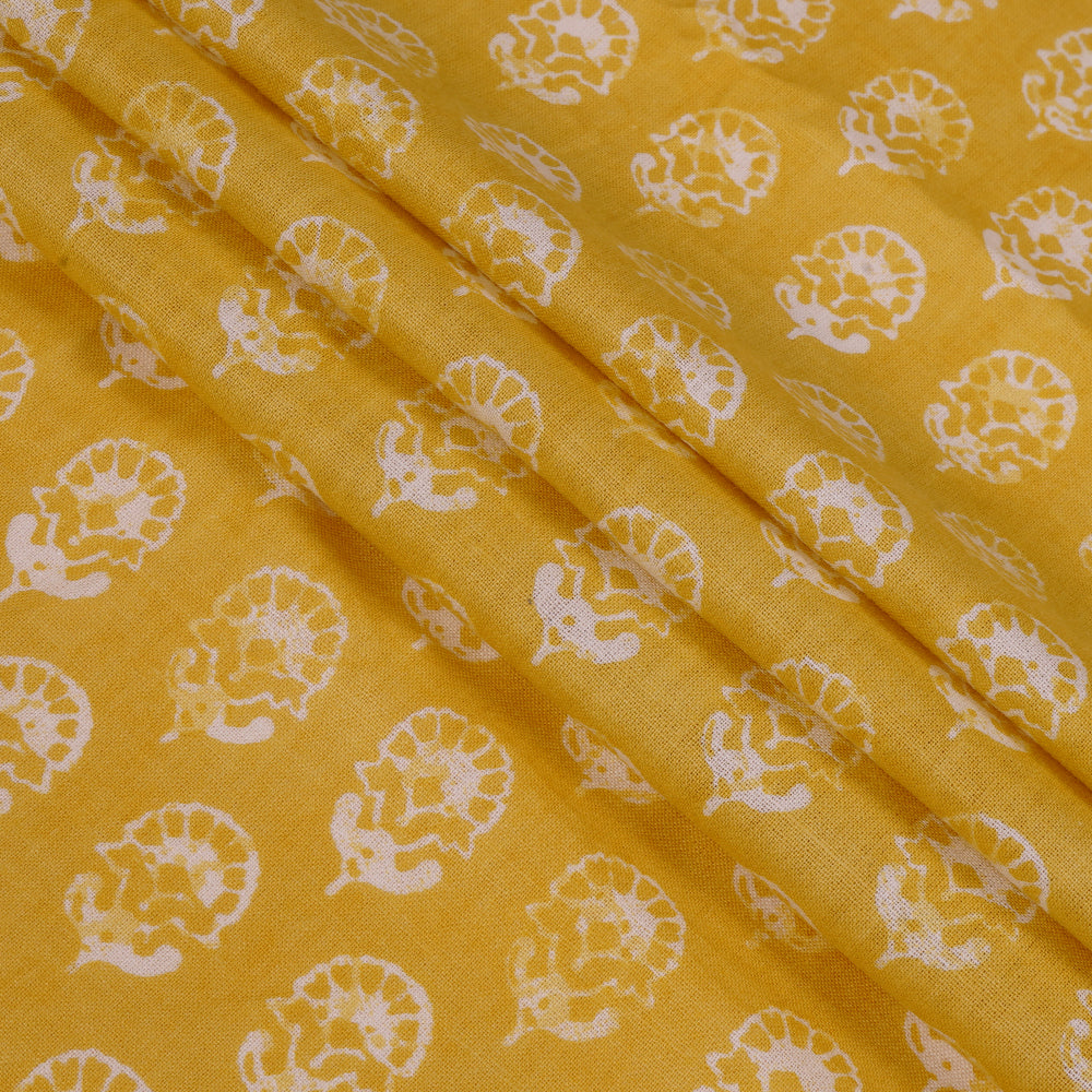 Yellow Color Printed Cotton Fabric
