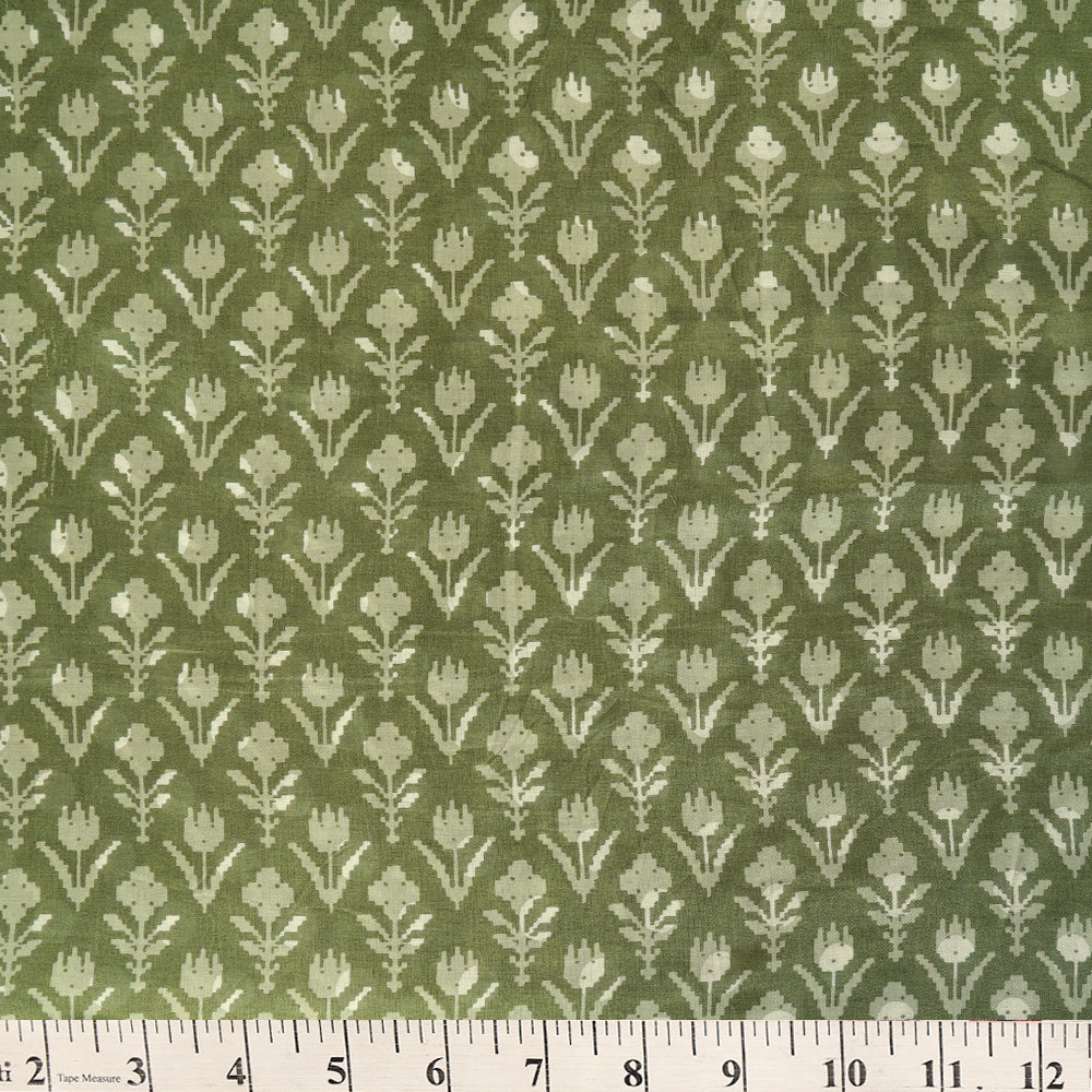 Green Color Printed Viscose Fabric