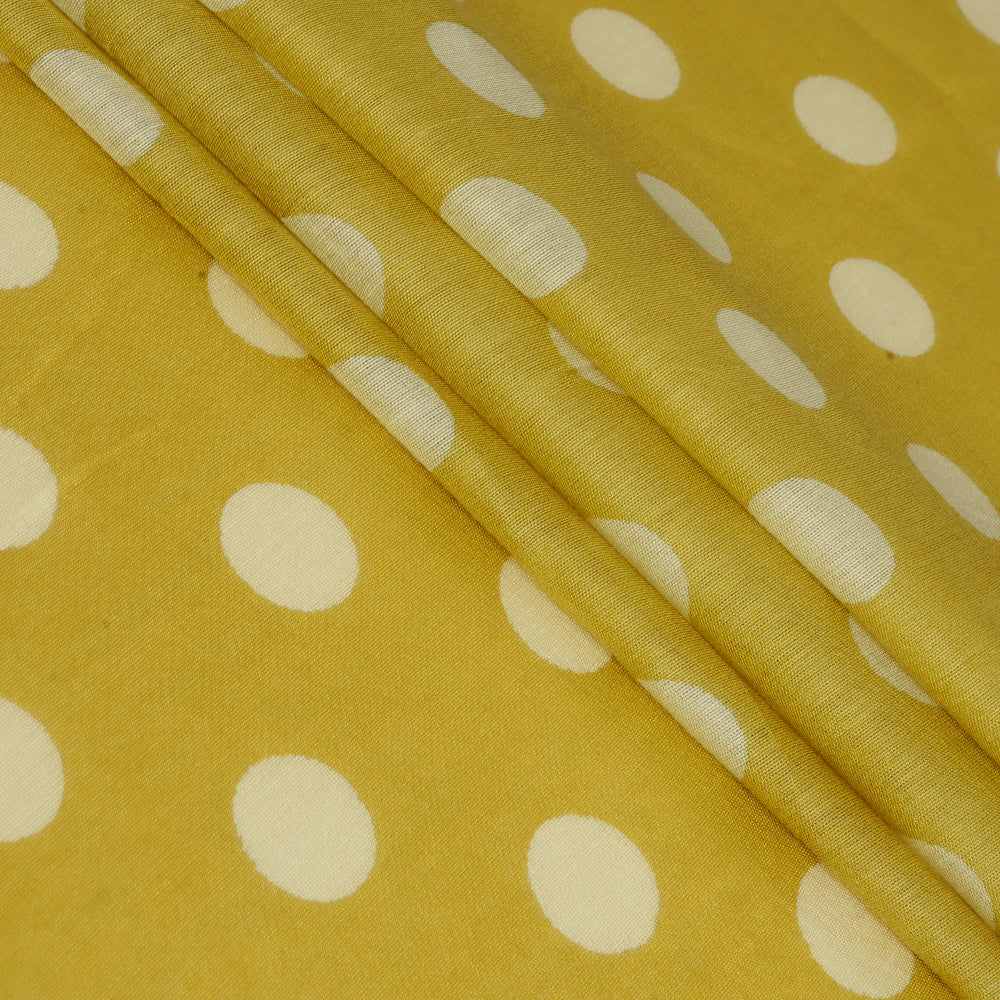 Dull Yellow Color Printed Bemberg Modal Fabric