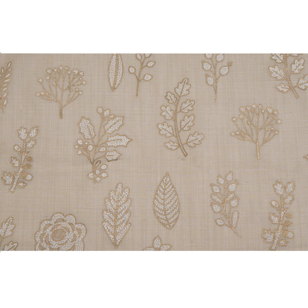 Beige Color Printed Poly Viscose Fabric