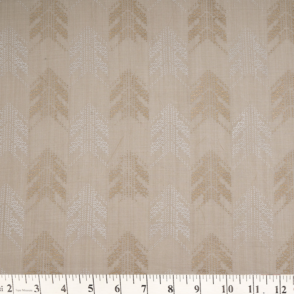Beige Color Printed Poly Viscose Fabric