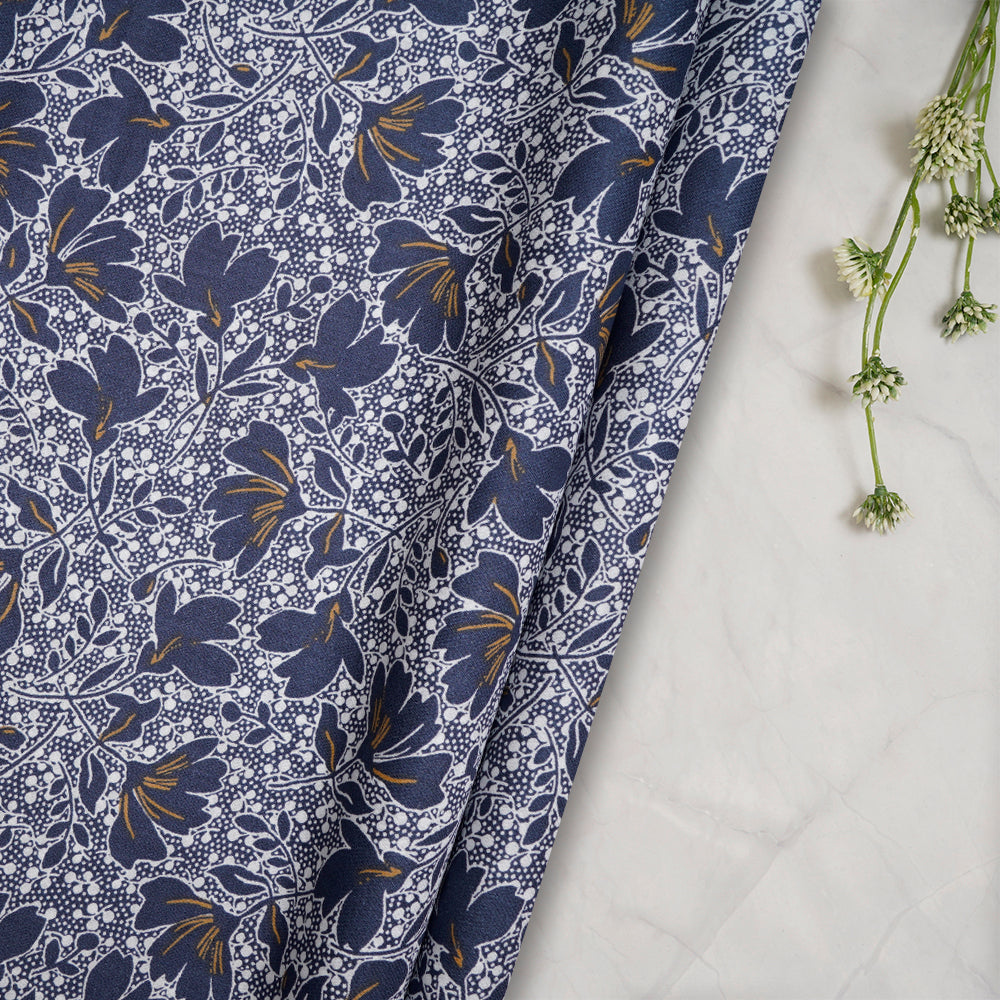 Blue-White Color Printed Cotton Cambric Fabric