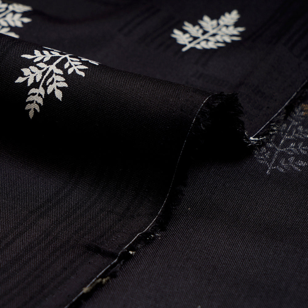 Black Color Printed Viscose Rayon Fabric