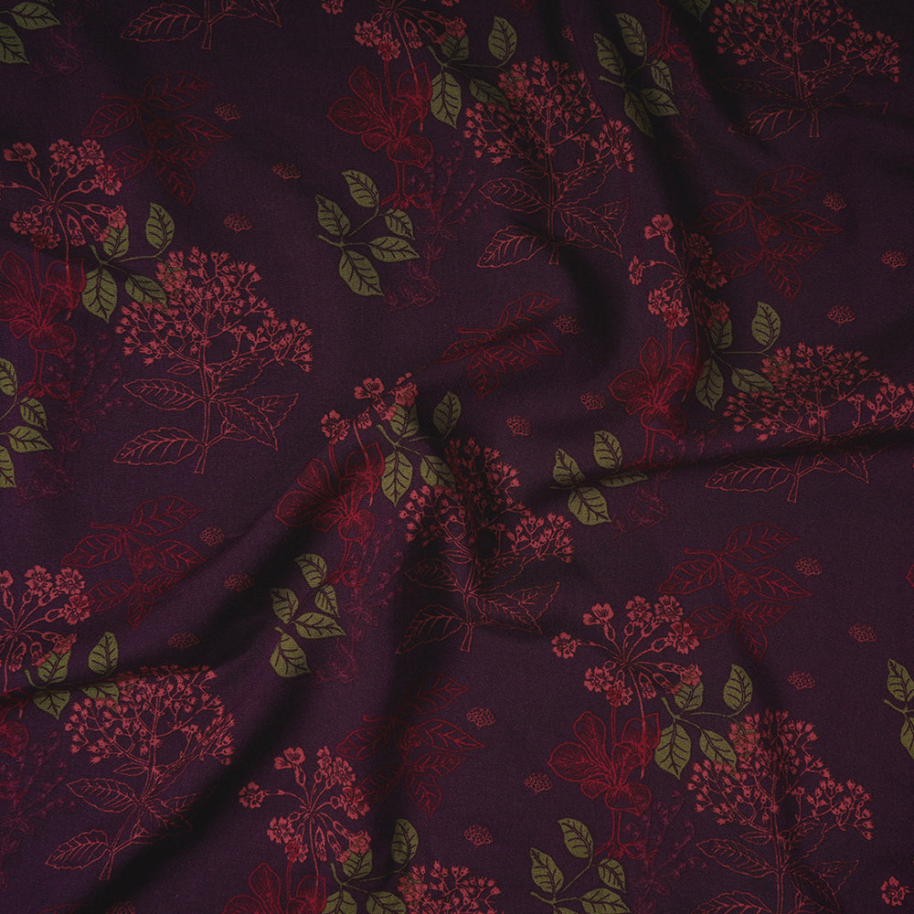 Mulberry Wood Color Printed Viscose Rayon Fabric