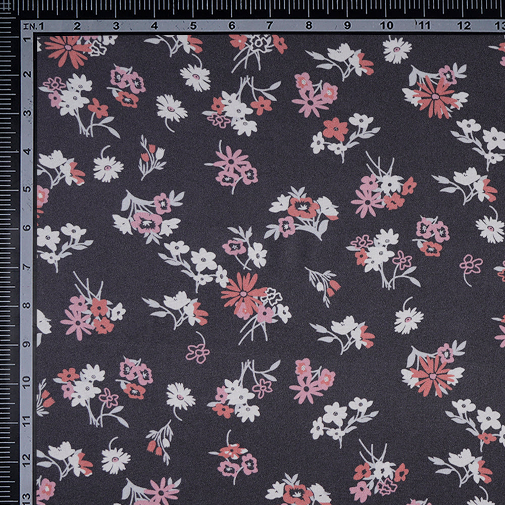 Dark Grey Color Printed Viscose Rayon Fabric