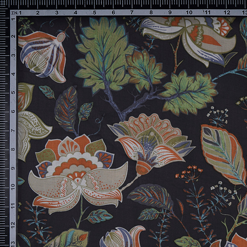 Black Color Printed Viscose Rayon Fabric