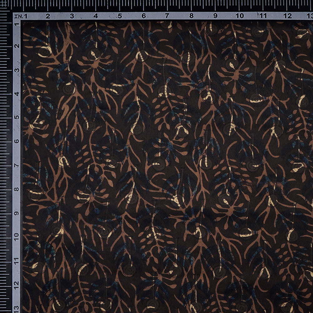 Dark Brown Color Handcrafted Ajrak Printed Modal Fabric