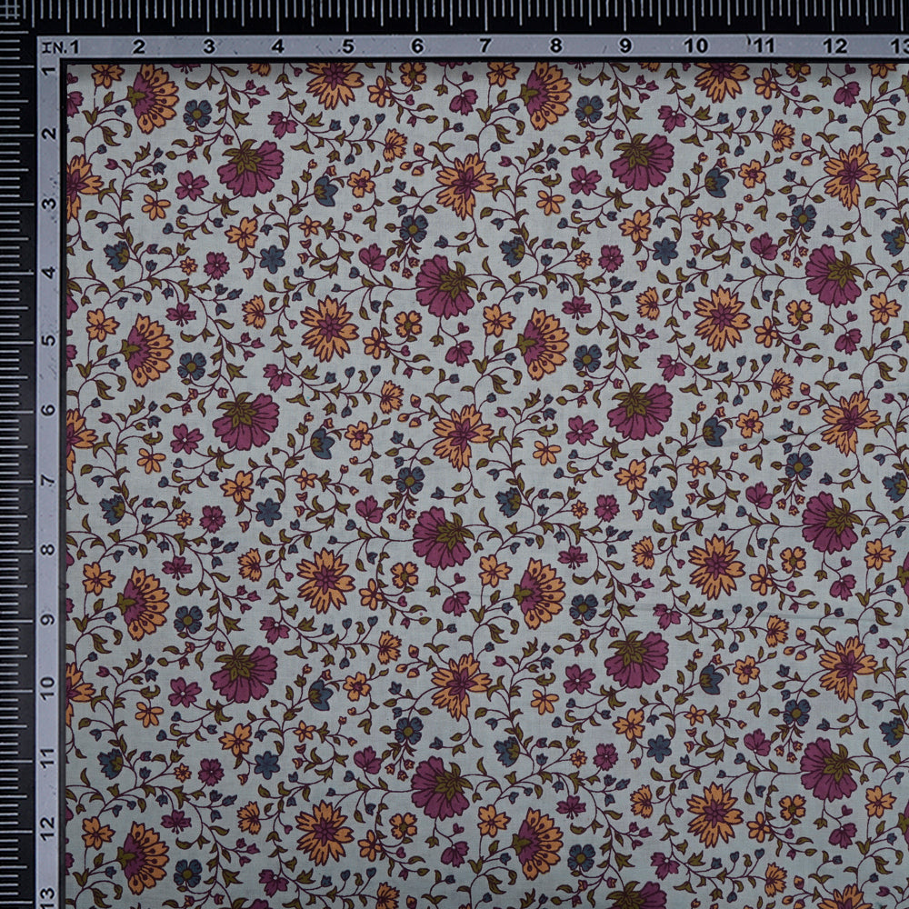 Slate Color Screen Print Cotton Fabric