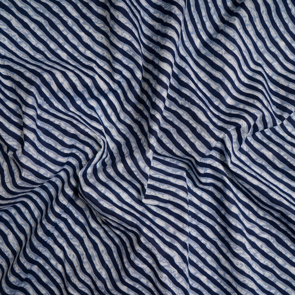 Blue Color Screen Print Cotton Fabric