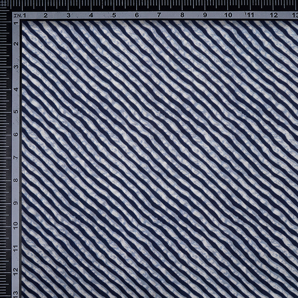 Blue Color Screen Print Cotton Fabric