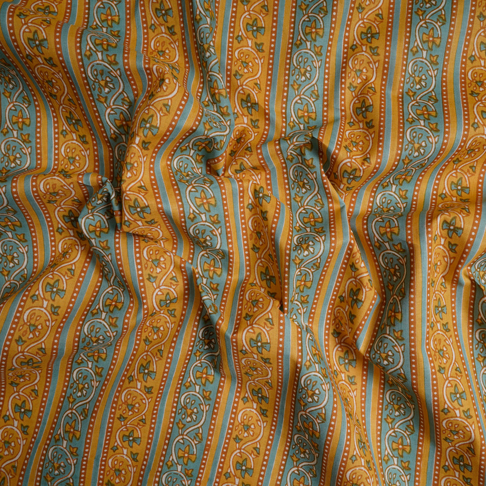 Honey Color Screen Print Cotton Fabric