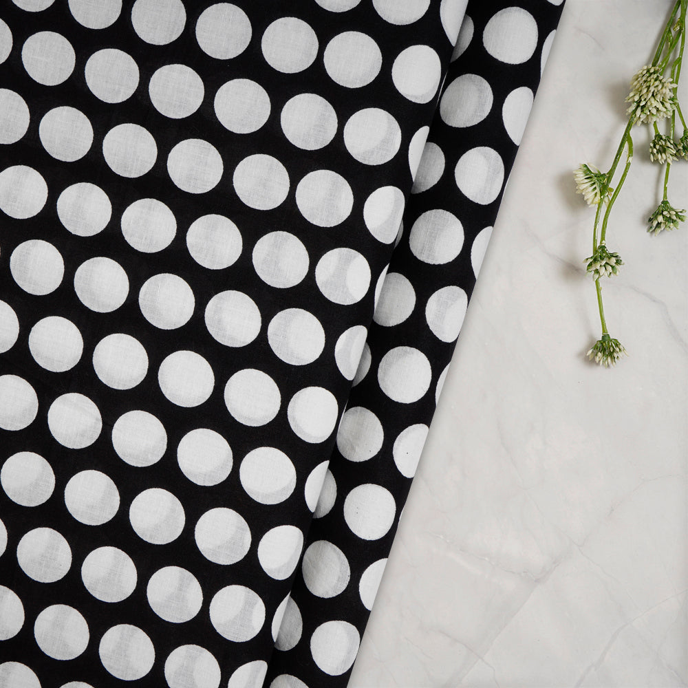 Black-White Color Screen Printed Pure Cotton Fabric