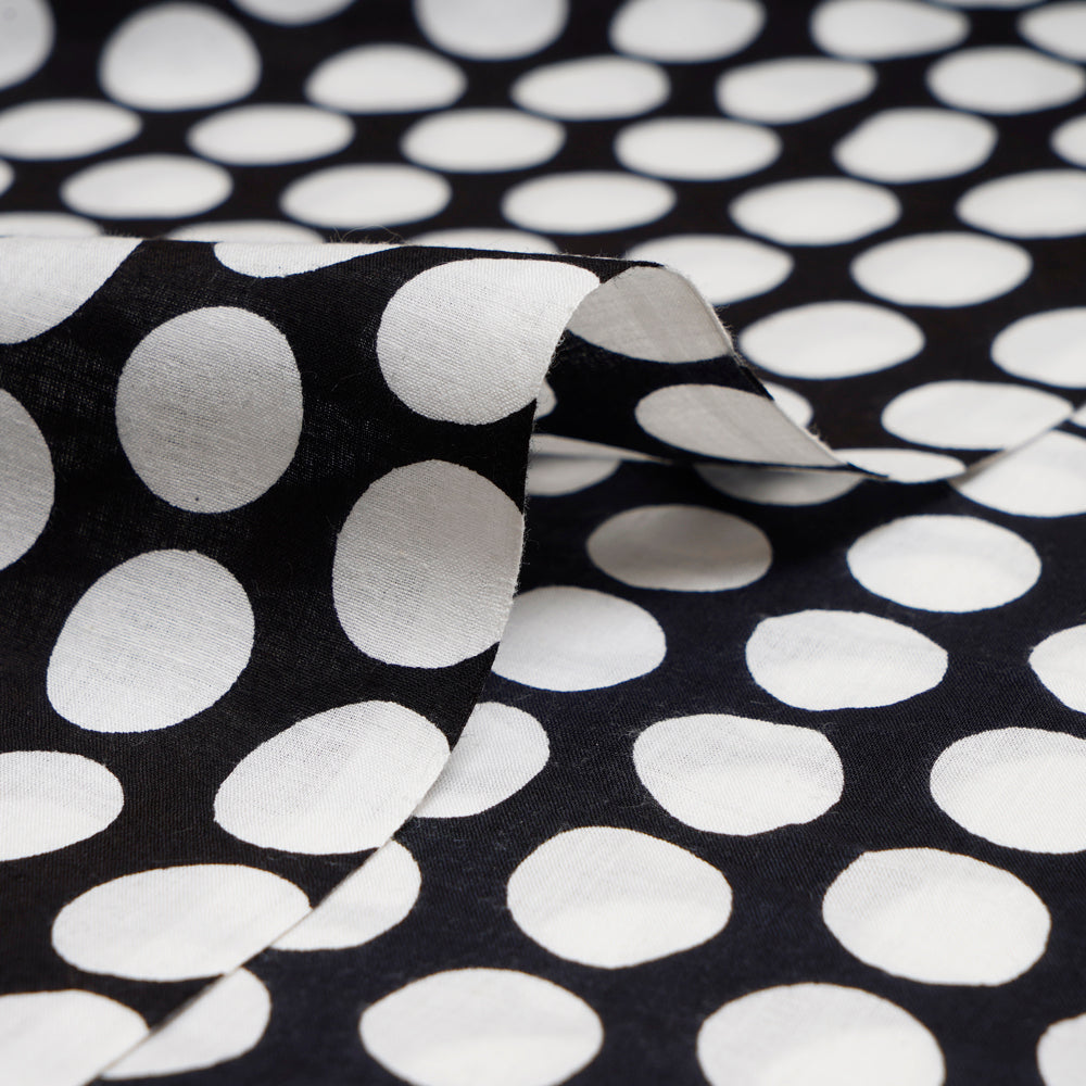 Black-White Color Screen Printed Pure Cotton Fabric