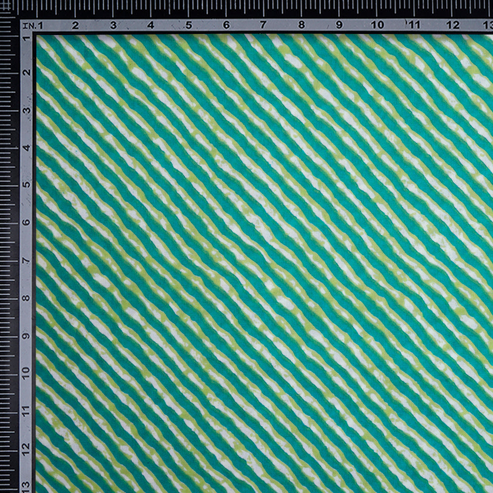 Blue-Green Color Screen Printed Pure Cotton Fabric