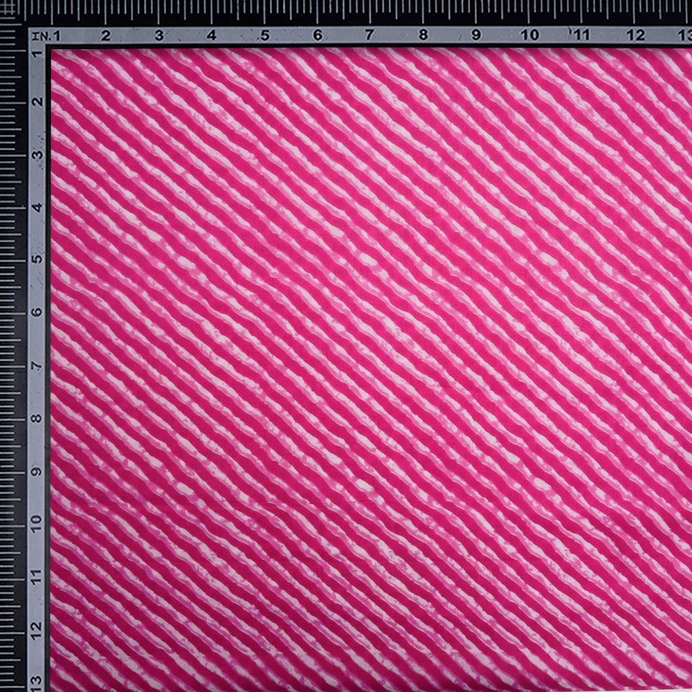 Pink Color Screen Printed Pure Cotton Fabric