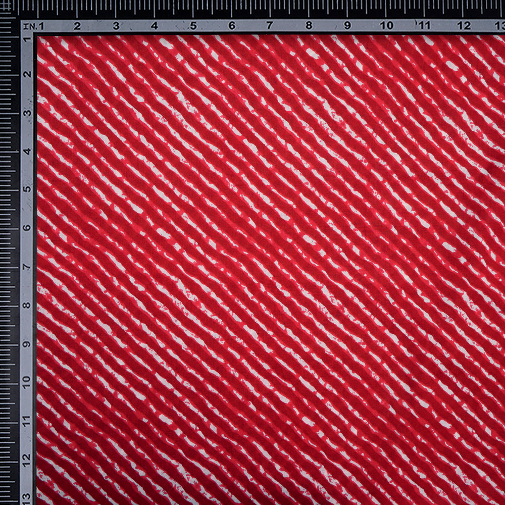 Red Color Screen Printed Pure Cotton Fabric