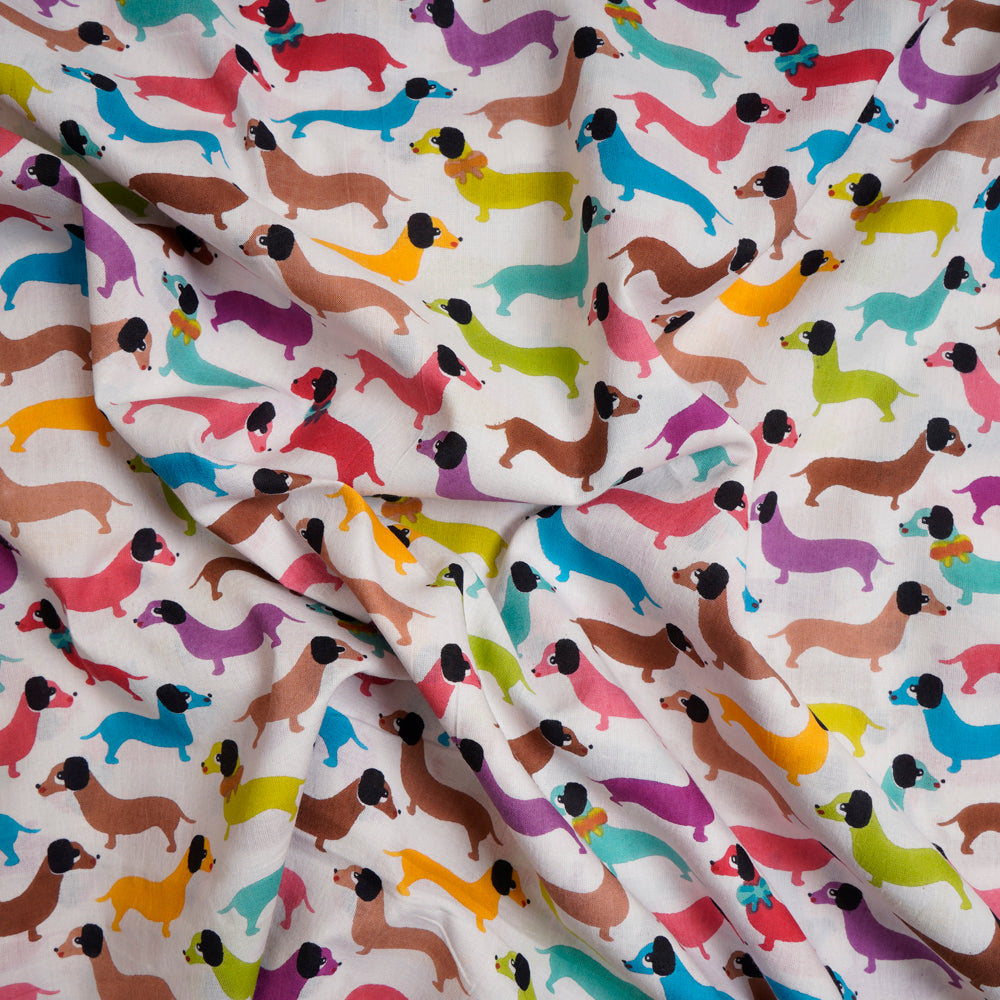 Multi Color Kids Pattern Screen Printed Pure Cotton Fabric