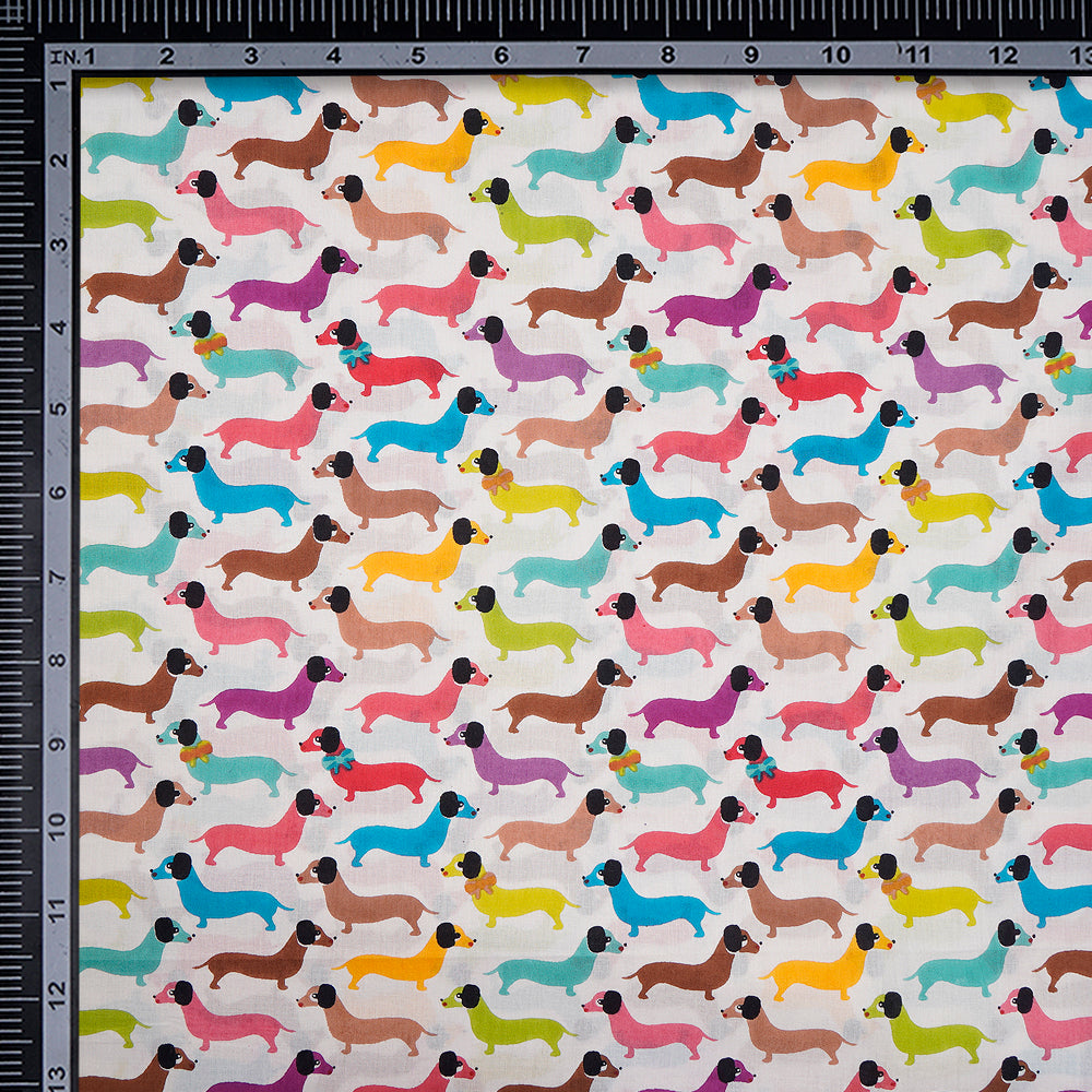 Multi Color Kids Pattern Screen Printed Pure Cotton Fabric