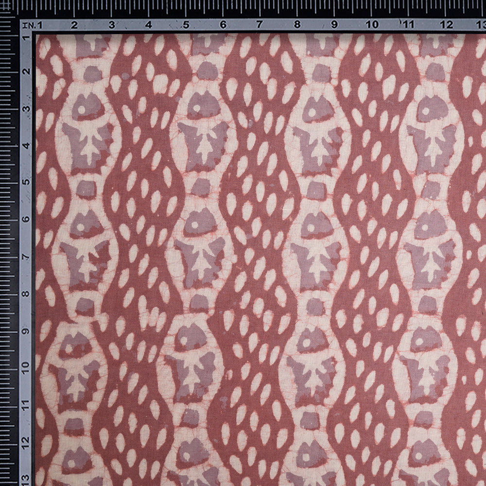 Brown Color Hand Block Natural Dye Bagru Dabu Printed Cotton Fabric
