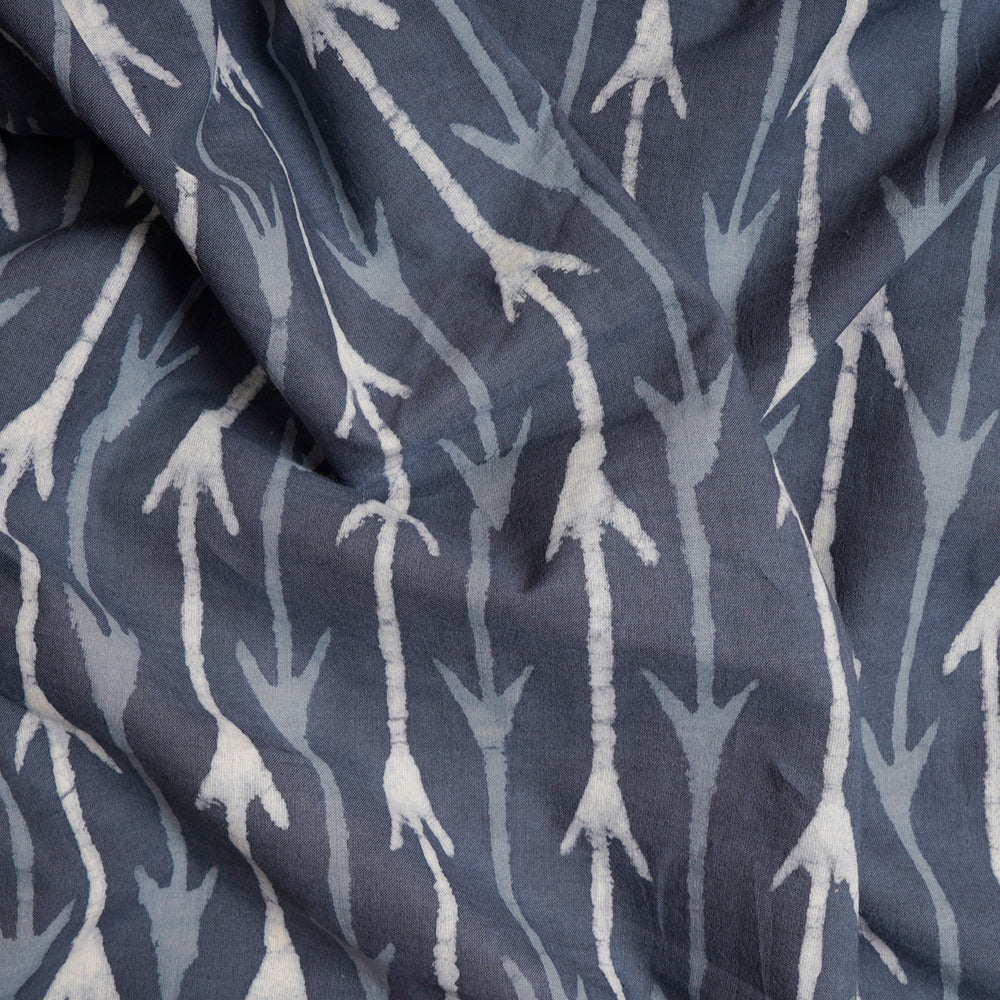 Dark Grey Color Hand Block Natural Dye Bagru Dabu Printed Cotton Fabric