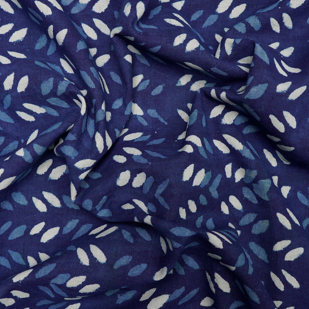 Blue Color Hand Block Bagru Natural Dye Indigo Printed Cotton Fabric