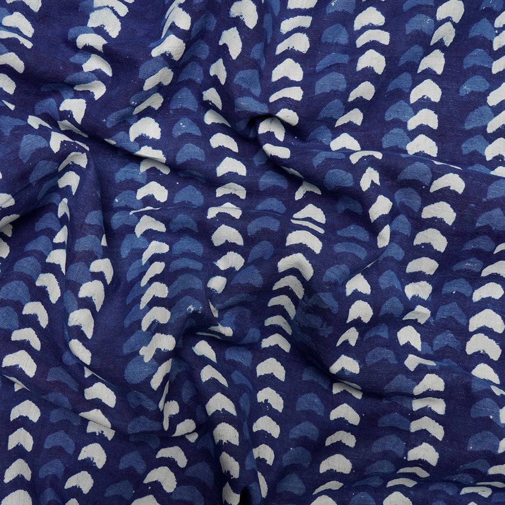 Blue Color Hand Block Bagru Natural Dye Indigo Printed Cotton Fabric