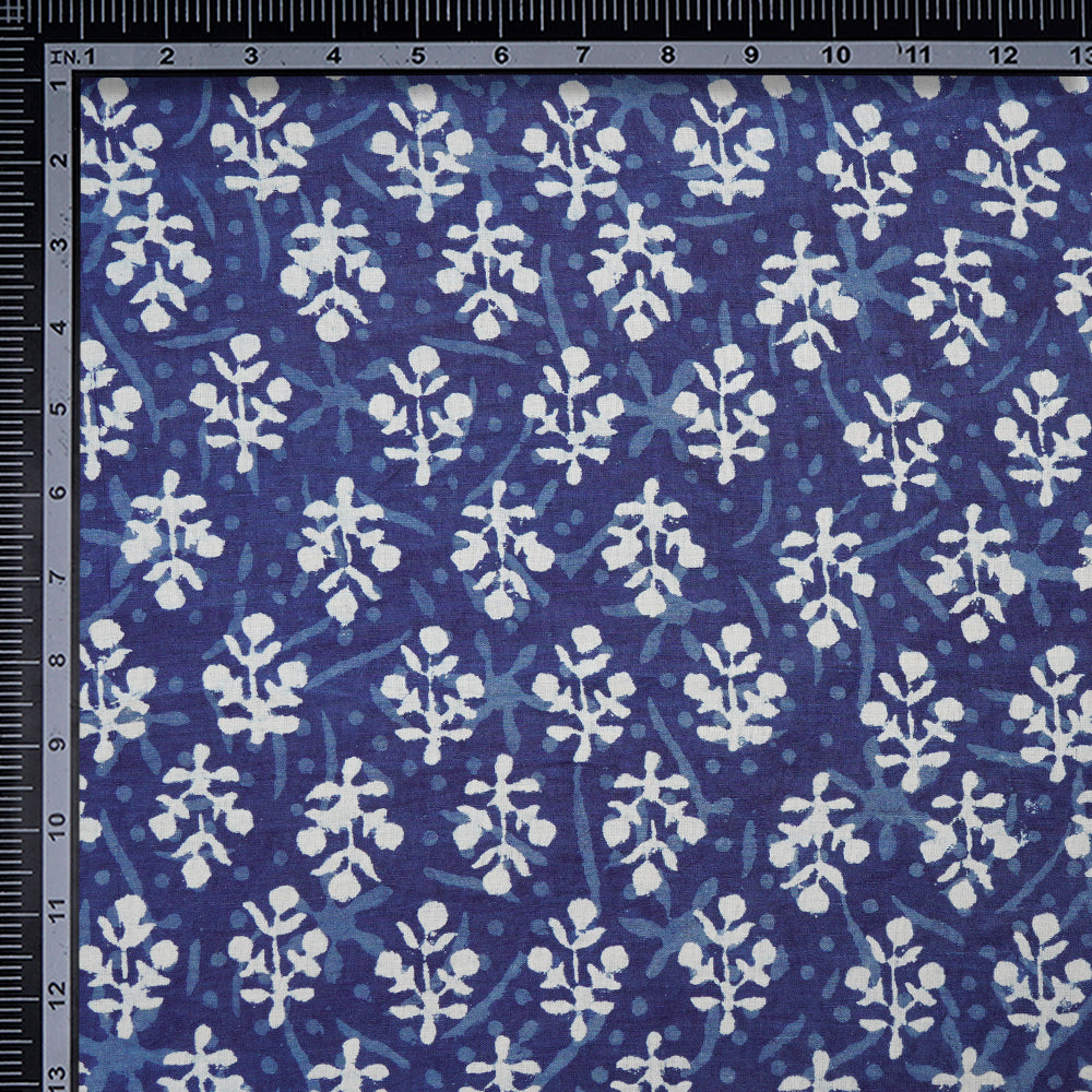 Blue Color Hand Block Bagru Natural Dye Indigo Printed Cotton Fabric