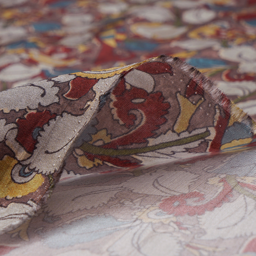 Multi Color Kalamkari Pattern Digital Printed Viscose Fabric