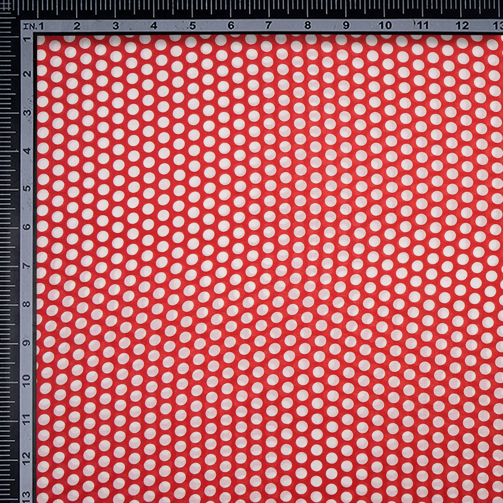 Red Printed Polka Dot Printed Cotton Cambric Fabric