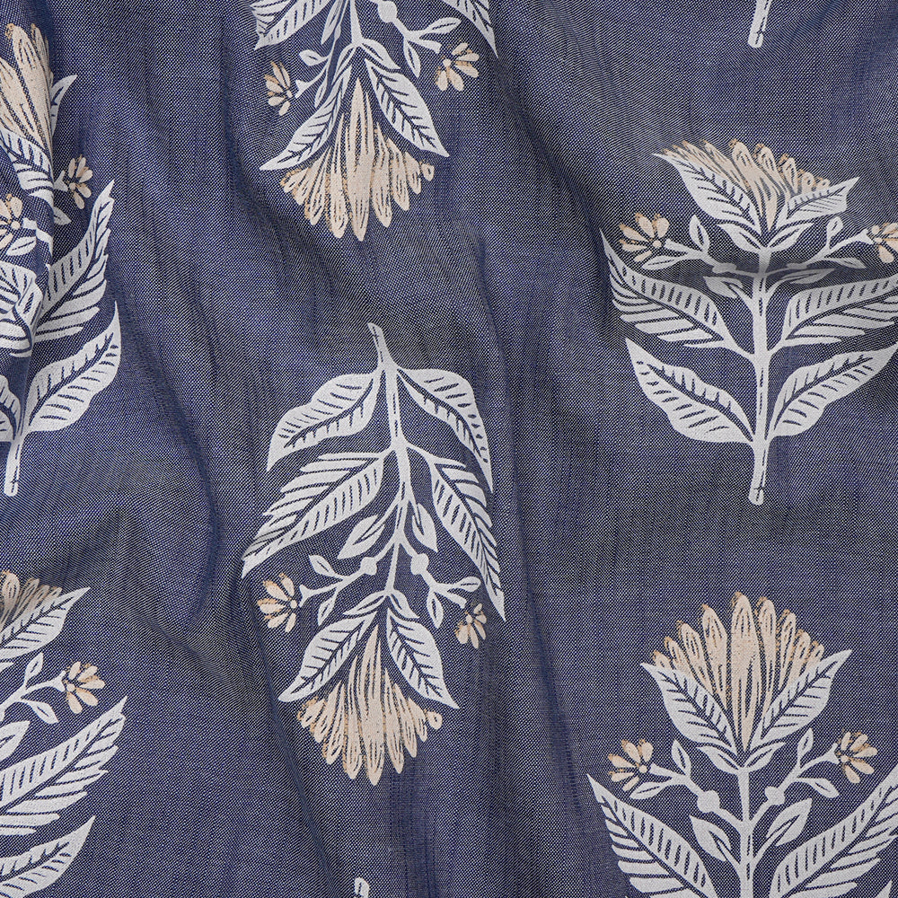 Light Blue Printed Cotton Chambray Fabric