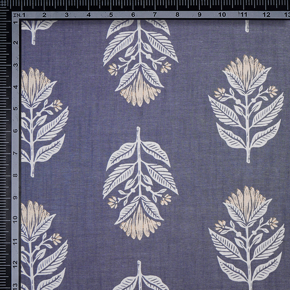 Light Blue Printed Cotton Chambray Fabric