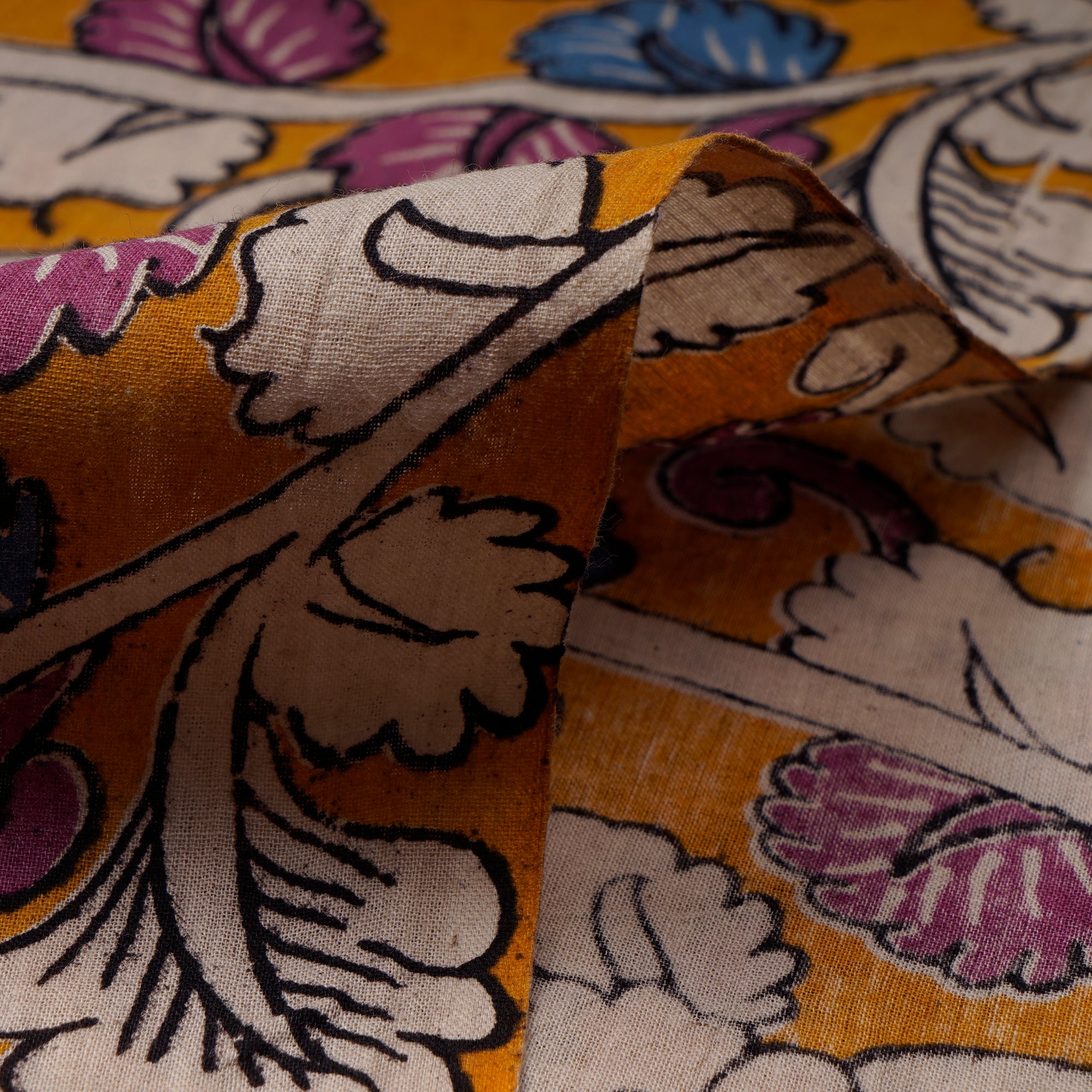 Multi Floral Pattern Screen Printed kalamkari Cotton Fabric