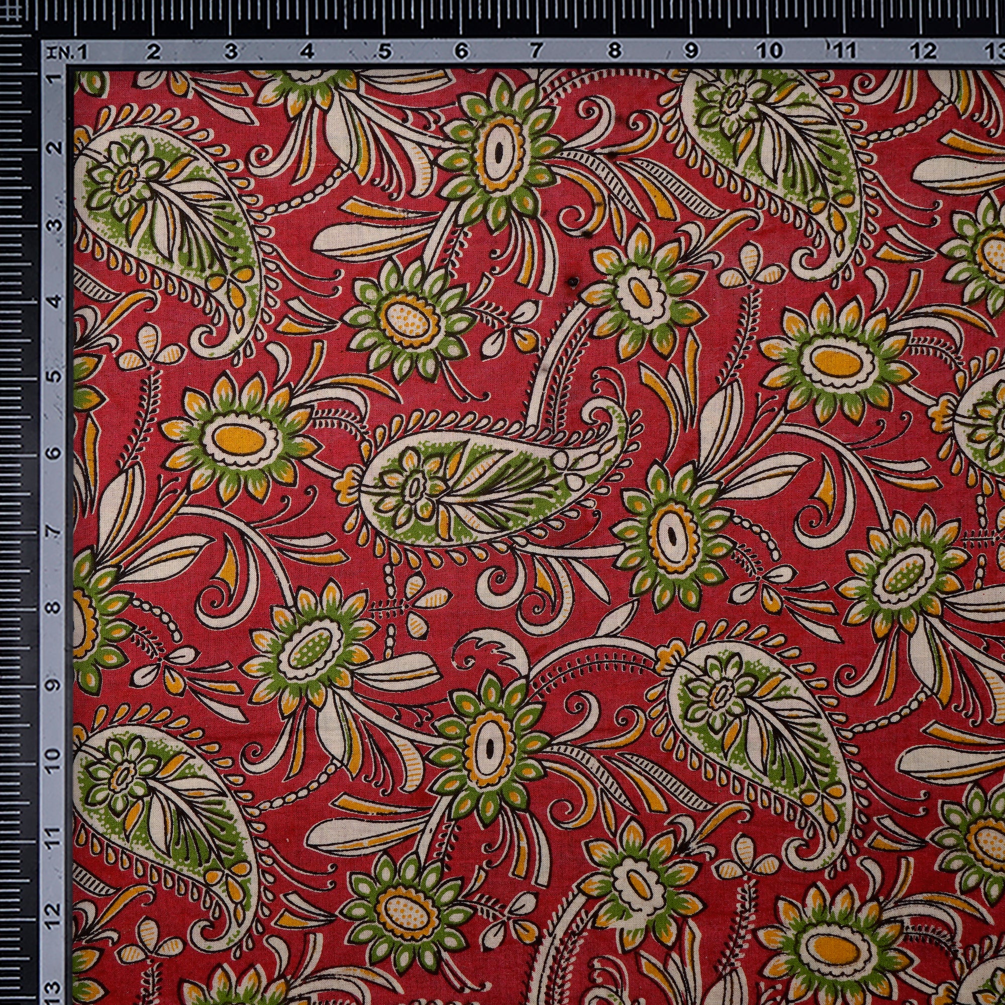 Multi Paisley Pattern Screen Printed kalamkari Cotton Fabric