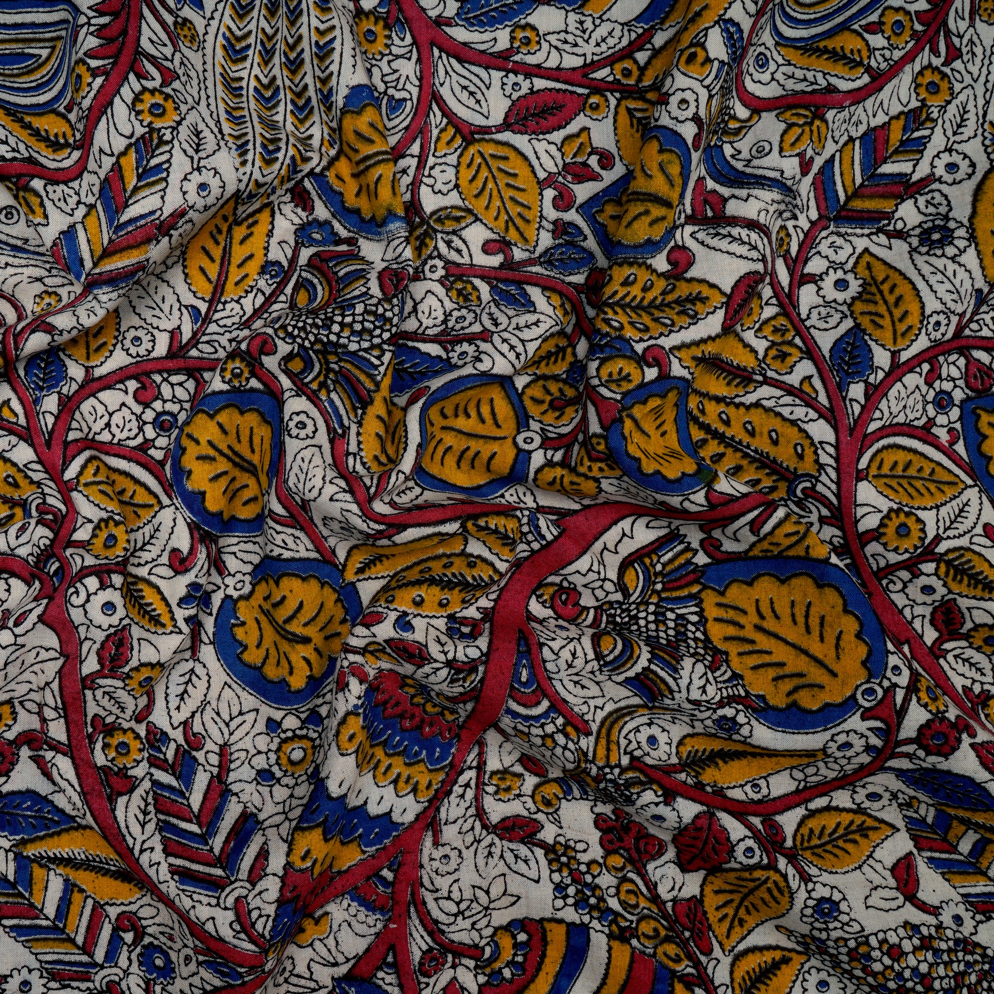 Multi Floral Pattern Screen Printed kalamkari Cotton Fabric